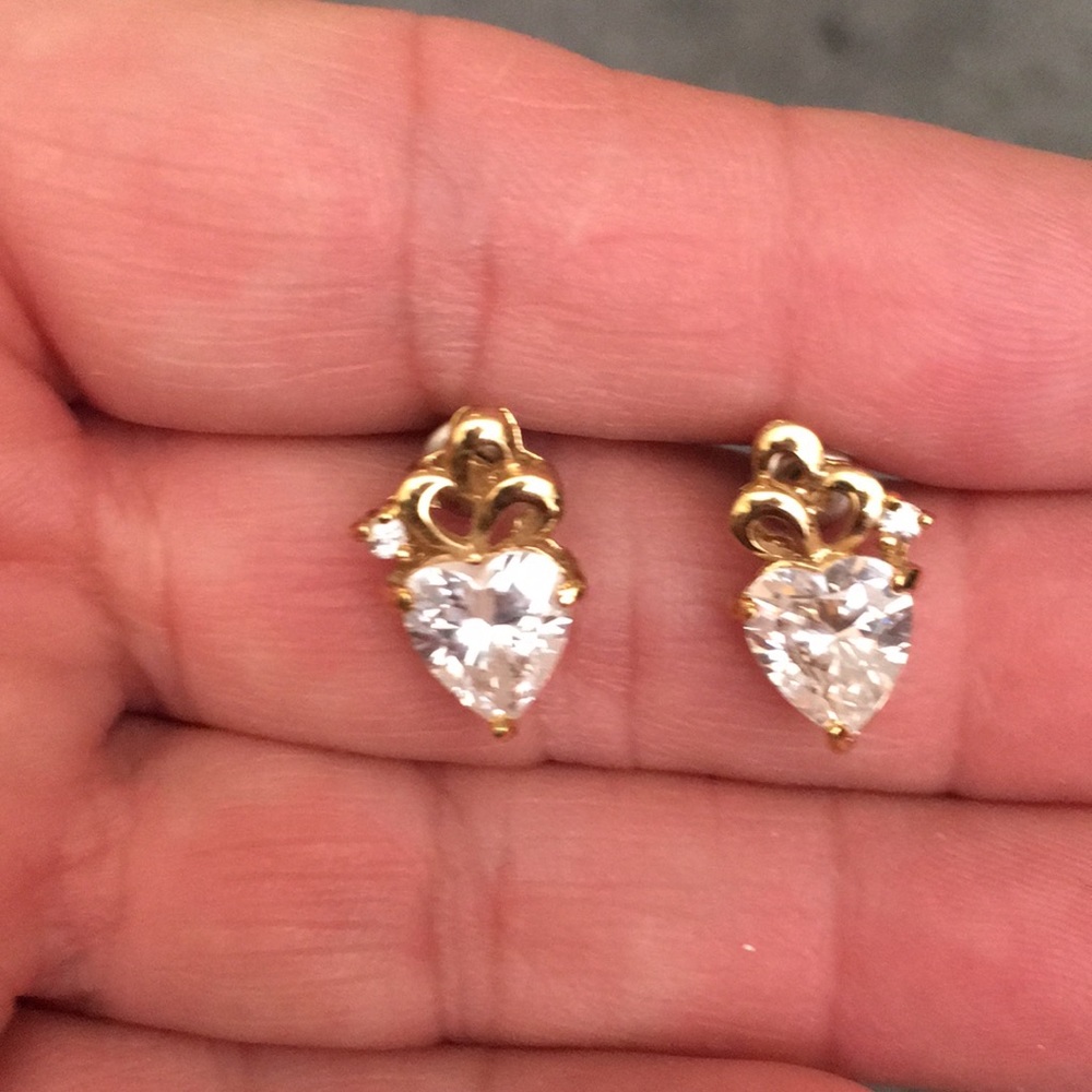 Park Lane Brand Gold tone crystal heart earrings